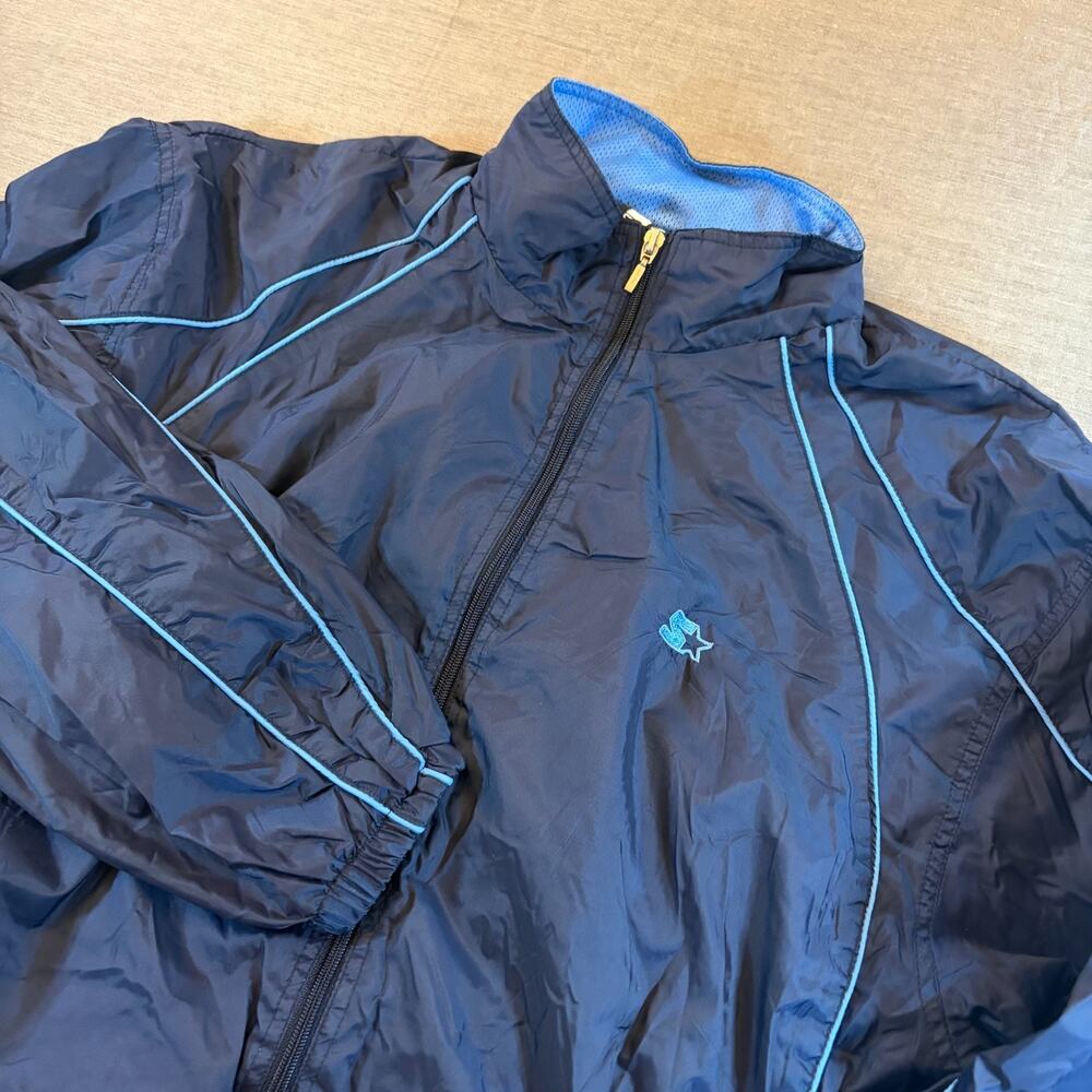 RETRO Starter Track Jacket Sz M Navy Blue Nylon Full Zip Windbreaker Activewear